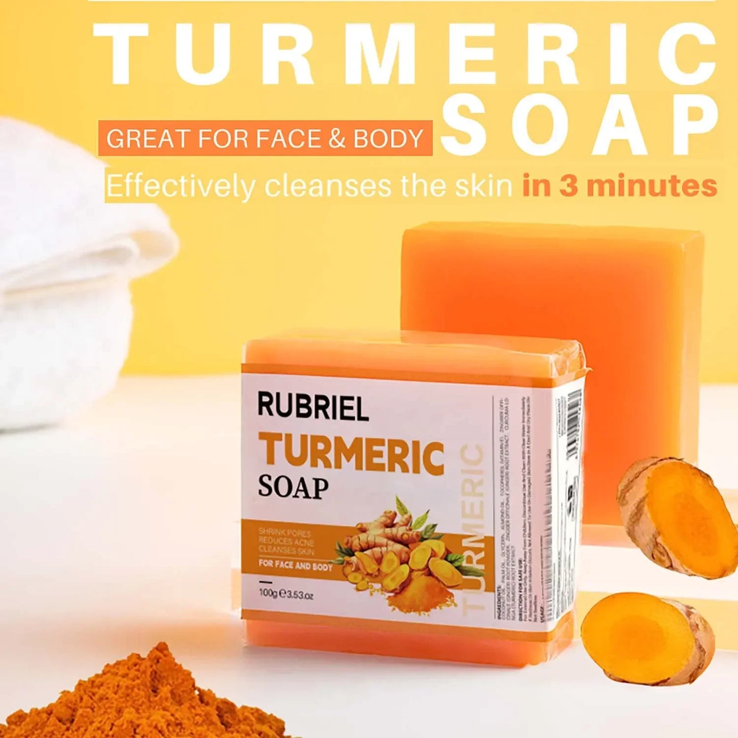 Turmeric Whitening Soap Original Skin Lightening Deep Cleaning Freckle Removal Ginger Handmade Soaps Oil Control Skin Care